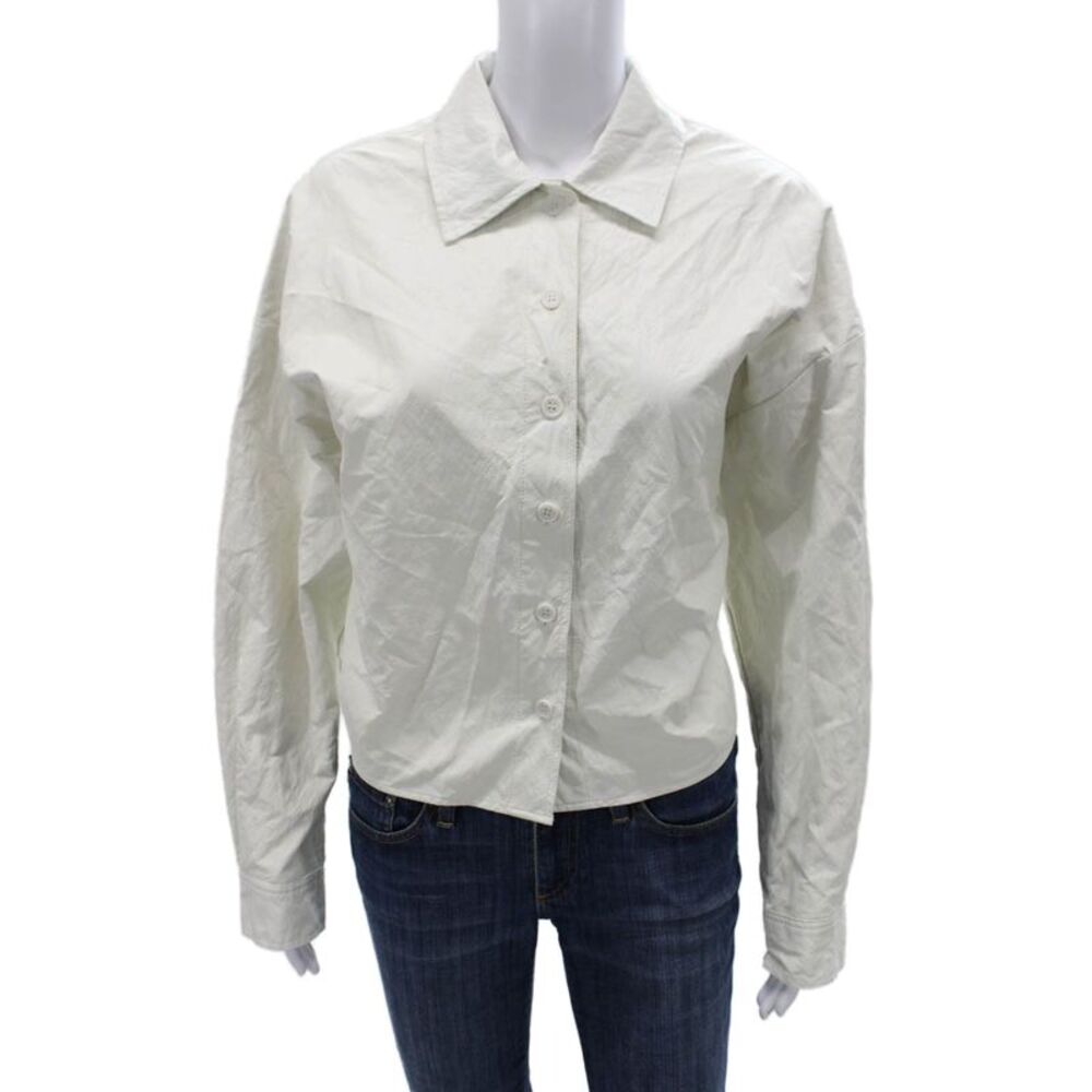 Pharaoh Womens Collared Viscose Button Up Blouse Green Long Sleeve Size 3